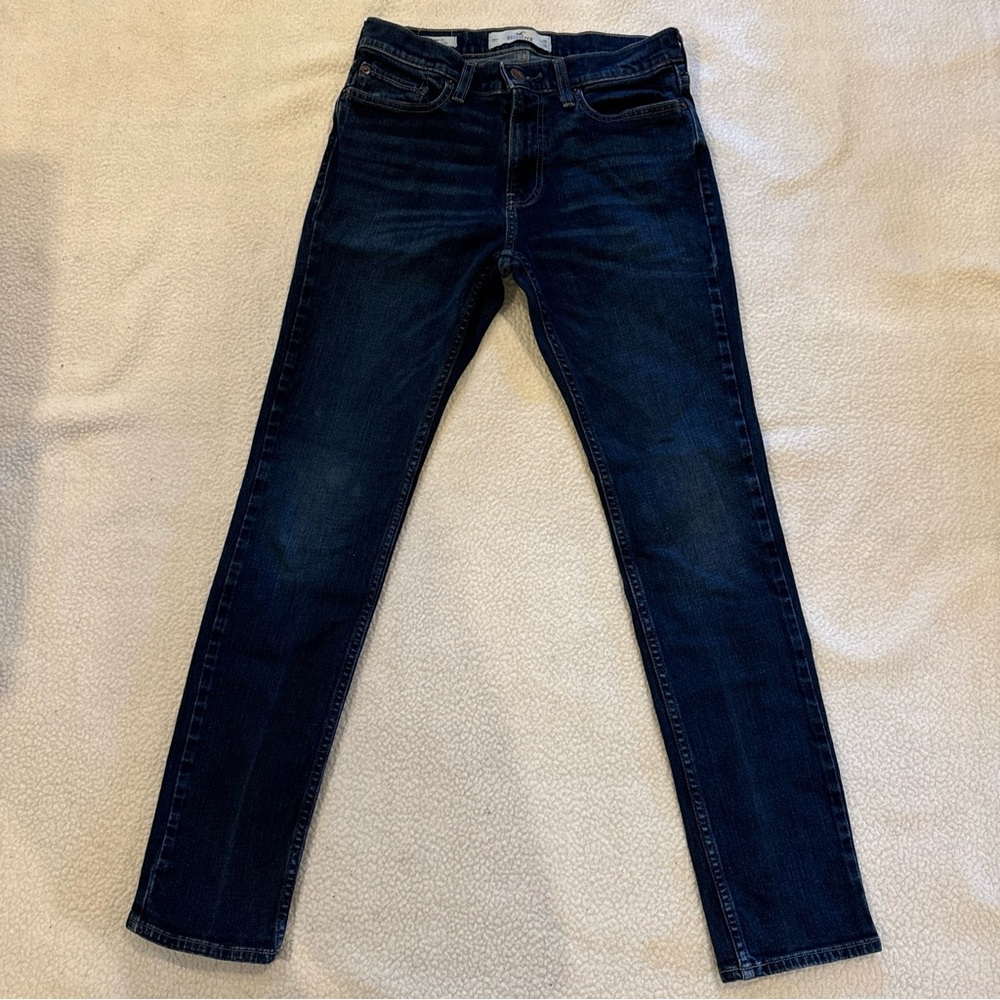 Hollister Men's Skinny Fit Dark Wash Blue Denim Jeans Size W29XL32 Waist 29"
